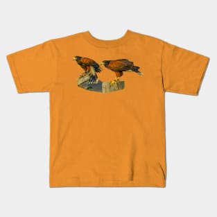 Pair of Harris Hawks on the hunt Kids T-Shirt